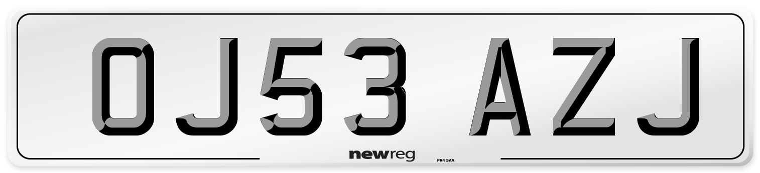 OJ53 AZJ Number Plate from New Reg